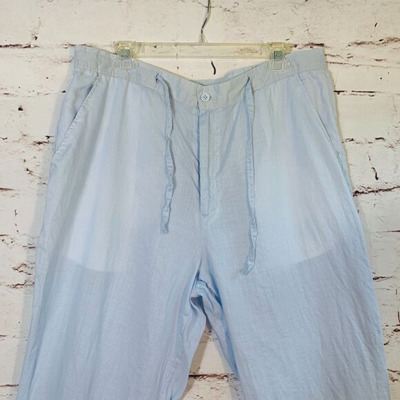 Successo Uomo by Phita 100% Linen Pants Mens 38x32 Sky Blue Lightweight Trousers - Picture 3 of 8